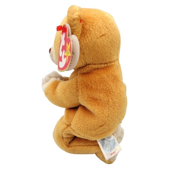 Hope Ty Brown Beanie Baby Praying Kneeling Brown Plush Bear Vintage 1998 6.5" - Picture 2 of 7